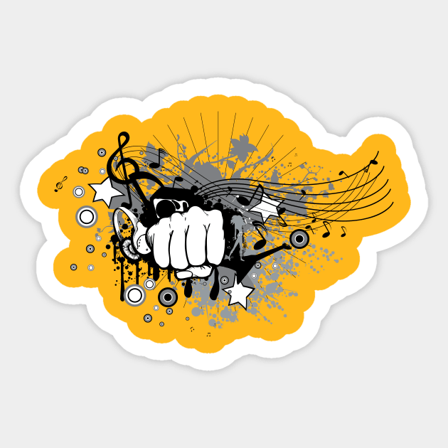 Music Fist Illustration for Music lovers Sticker by Foxxy Merch